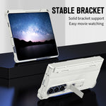 Custodia per telefono antiurto con cerniera integrale con pellicola diamantata e penna, For Galaxy Z Fold4, For Galaxy Z Fold3 5G
