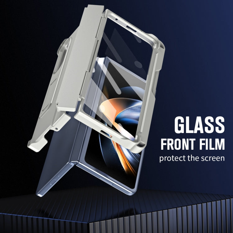 Custodia per telefono antiurto con cerniera integrale con pellicola diamantata e penna, For Galaxy Z Fold4, For Galaxy Z Fold3 5G