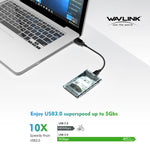 Custodia per disco rigido mobile da 2,5 pollici SSD esterna a stato solido SATA trasparente USB 3.0 WAVLINK ST239, ST239