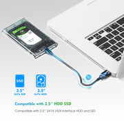 Custodia per disco rigido mobile da 2,5 pollici SSD esterna a stato solido SATA trasparente USB 3.0 WAVLINK ST239, ST239