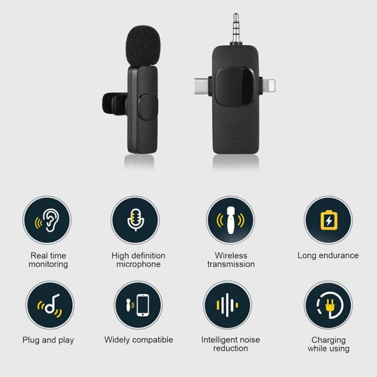 Microfono Lavalier Wireless 2 in 1 per smartphone e PC
