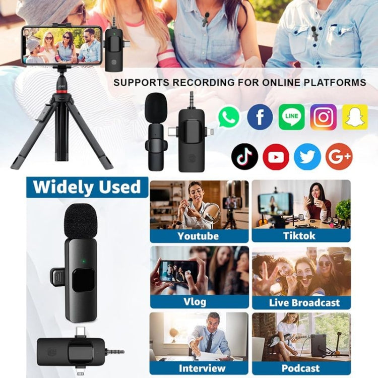 Microfono Lavalier Wireless 2 in 1 per smartphone e PC