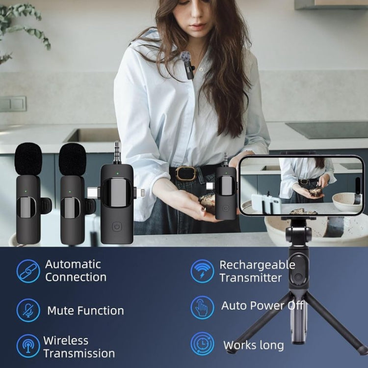 Microfono Lavalier Wireless 2 in 1 per smartphone e PC