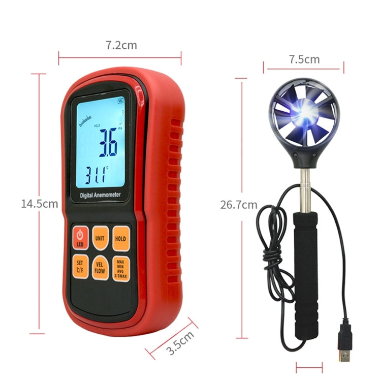 Anemometro digitale GM8909 per vento e temperatura