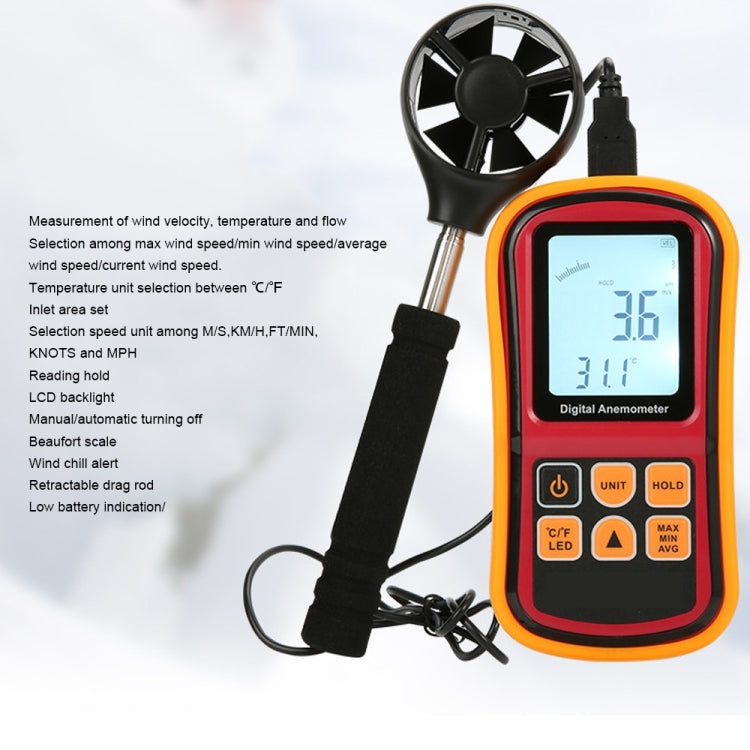 Anemometro digitale GM8909 per vento e temperatura