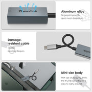 WAVLINK NWU329GC Adattatore Gigabit Ethernet convertitore cavo di rete LAN da tipo C a RJ45, NWU329GC