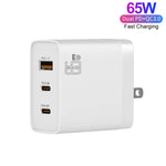 Adattatore USB GAN 65W doppio Tipo C QC3.0 plug intercambiabili