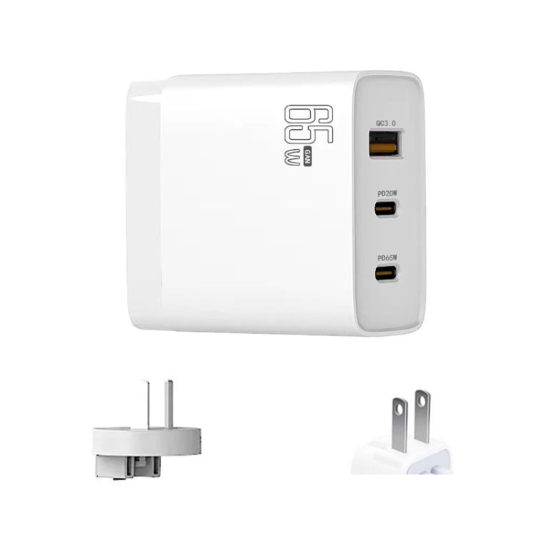 Adattatore USB GAN 65W doppio Tipo C QC3.0 plug intercambiabili