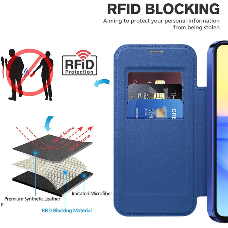 Custodia per telefono in pelle antifurto magnetica RFID MagSafe, For Samsung Galaxy A15, For Samsung Galaxy A05, For Samsung Galaxy A05s