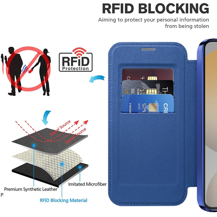 Custodia per telefono in pelle antifurto magnetica RFID MagSafe, For Samsung Galaxy S24 FE 5G, For Samsung Galaxy A55 5G, For Samsung Galaxy A35 5G