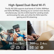 LB-LINK RE1200 1200M Dual Band Amplificatore di Segnale WiFi Booster Ripetitore Wireless Extender