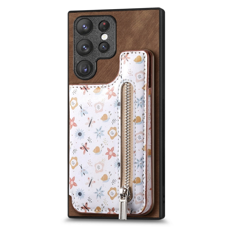 Custodia per telefono con retro a portafoglio con cerniera dipinta in stile retrò, For Samsung Galaxy A36, For Samsung Galaxy S24 Ultra 5G, For Samsung Galaxy S24+ 5G, For Samsung Galaxy A05