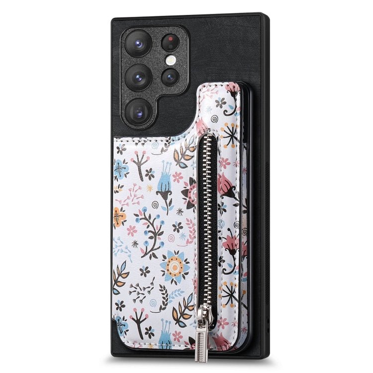 Custodia per telefono con retro a portafoglio con cerniera dipinta in stile retrò, For Samsung Galaxy A36, For Samsung Galaxy S24 Ultra 5G, For Samsung Galaxy S24+ 5G, For Samsung Galaxy A05