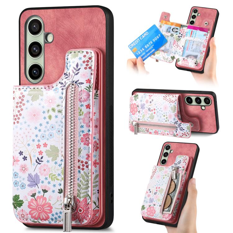 Custodia per telefono con retro a portafoglio con cerniera dipinta in stile retrò, For Samsung Galaxy A57 5G, For Samsung Galaxy A37 5G, For Samsung Galaxy S25 Edge 5G, For Samsung Galaxy A56 5G