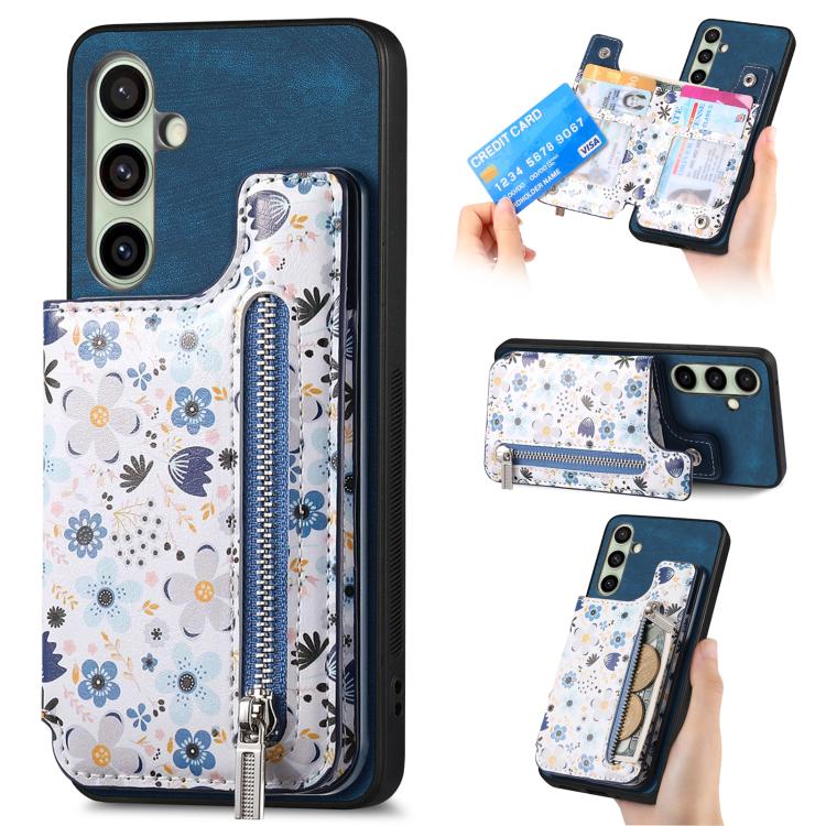 Custodia per telefono con retro a portafoglio con cerniera dipinta in stile retrò, For Samsung Galaxy A57 5G, For Samsung Galaxy A37 5G, For Samsung Galaxy S25 Edge 5G, For Samsung Galaxy A56 5G