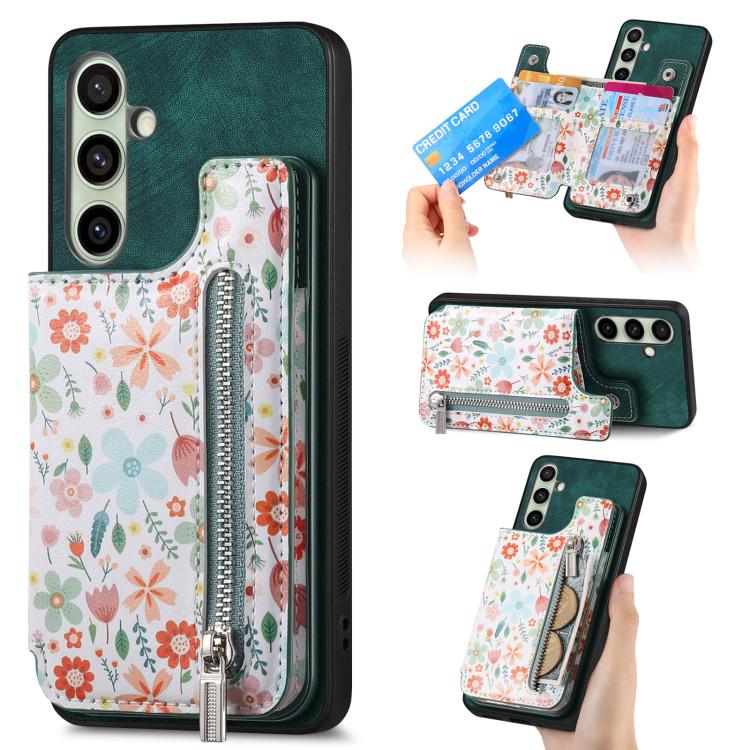 Custodia per telefono con retro a portafoglio con cerniera dipinta in stile retrò, For Samsung Galaxy A57 5G, For Samsung Galaxy A37 5G, For Samsung Galaxy S25 Edge 5G, For Samsung Galaxy A56 5G