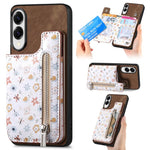Custodia per telefono con retro a portafoglio con cerniera dipinta in stile retrò, For Samsung Galaxy A57 5G, For Samsung Galaxy A37 5G, For Samsung Galaxy S25 Edge 5G, For Samsung Galaxy A56 5G