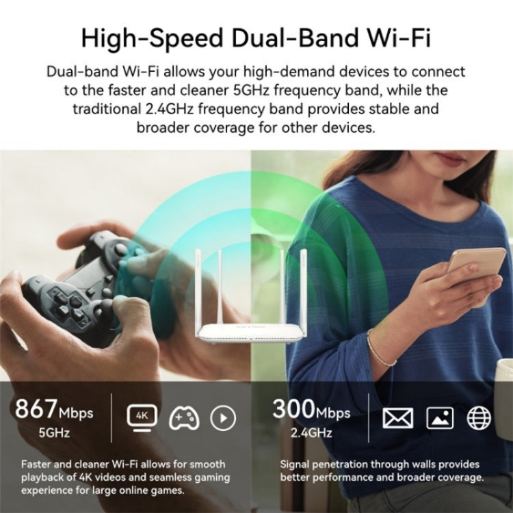 Router wireless ripetitore WiFi 5G dual band ad alta velocità con porta Gigabit completa LB-LINK WR1300H 1200M