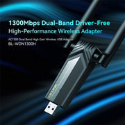 LB-LINK WDN1300H Ricevitore WiFi con doppia antenna per scheda di rete wireless USB dual band 1300M