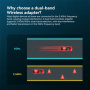 LB-LINK WDN1300H Ricevitore WiFi con doppia antenna per scheda di rete wireless USB dual band 1300M