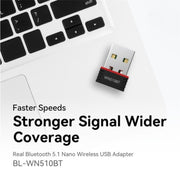 Adattatore USB gratuito per driver ricevitore trasmettitore Bluetooth 5.1 Home Office LB-LINK WN510BT, WN510BT