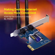 Scheda di rete CA adattatore di rete wireless per computer dual-band LB-LINK BL-P650H PCI-E 2.4G / 5G, BL-P650H
