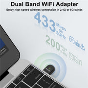 Dongle wireless WAVLINK WN691A1F 5GHz / 2,4GHz Adattatore WiFi USB 2.0 AC650, WN691A1F