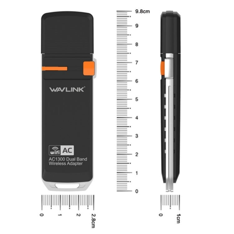 WAVLINK WN688A3D Adattatore di rete wireless dual band AC1300 Dongle WiFi USB 3.0 portatile, WN688A3D
