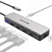 WAVLINK UHP3413 Adattatore hub per dispositivi 4K Thunderbolt 3 Type-C 6 in 1 Docking station USB-C, UHP3413