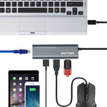 Adattatore hub USB-C con 3 porte USB 3.0, RJ45 e USB-C