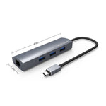 Adattatore hub USB-C con 3 porte USB 3.0, RJ45 e USB-C