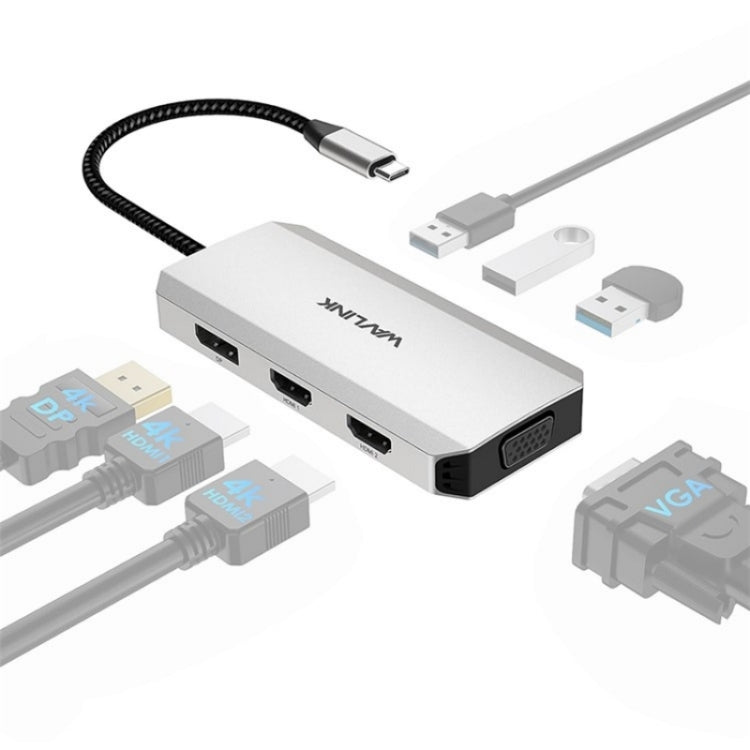WAVLINK UMD304 Convertitore USB-C a Dual HD 4K 60Hz HUB Docking station per laptop 7 in 1, UMD304