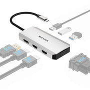 WAVLINK UMD304 Convertitore USB-C a Dual HD 4K 60Hz HUB Docking station per laptop 7 in 1, UMD304
