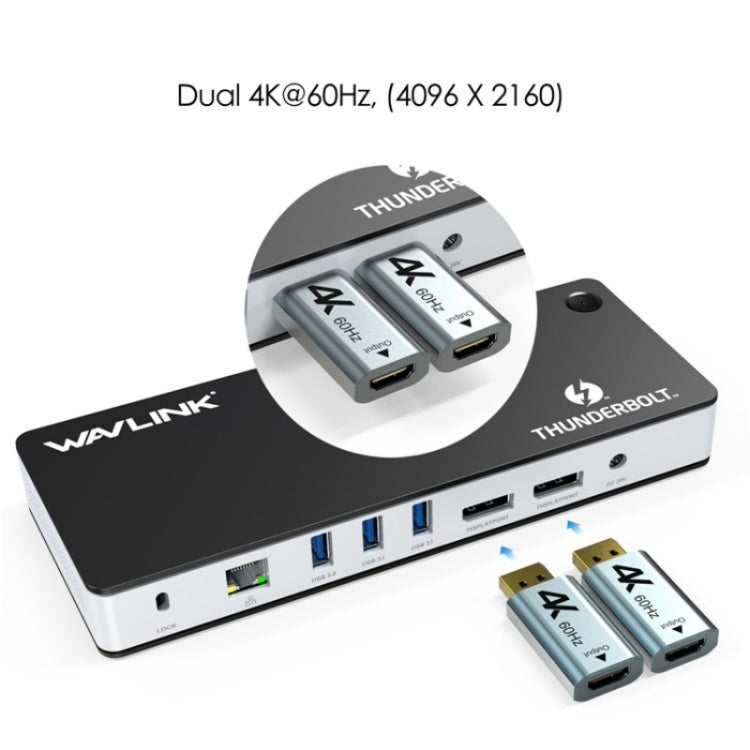 WAVLINK UTD21H Convertitore hub 4K Dual DisplayPort 11 in 1 Docking station Thunderbolt 3, US Plug, UK Plug, EU Plug, AU Plug