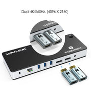 WAVLINK UTD21H Convertitore hub 4K Dual DisplayPort 11 in 1 Docking station Thunderbolt 3, US Plug, UK Plug, EU Plug, AU Plug