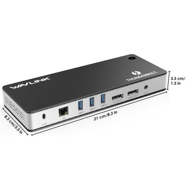 WAVLINK UTD21H Convertitore hub 4K Dual DisplayPort 11 in 1 Docking station Thunderbolt 3, US Plug, UK Plug, EU Plug, AU Plug