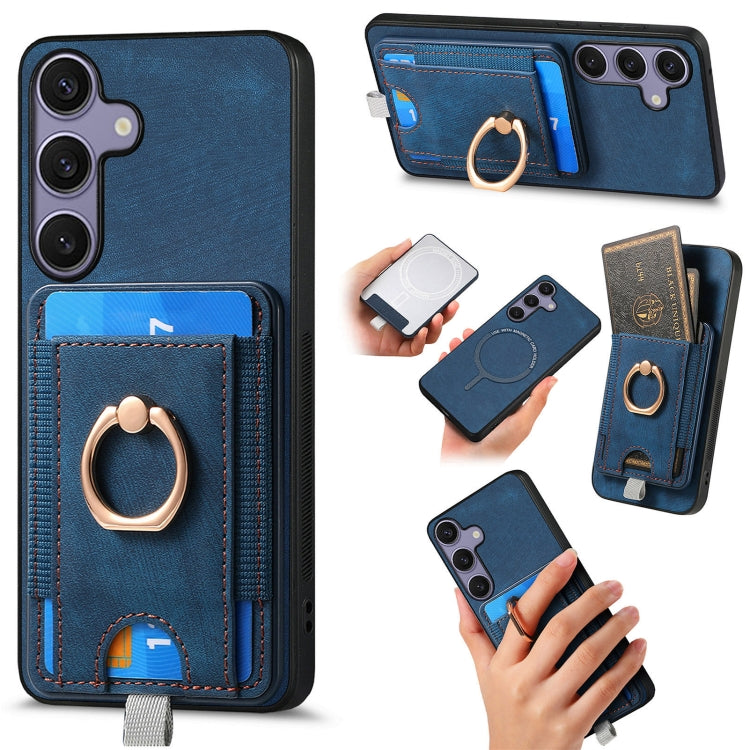 Custodia per telefono in pelle con borsa magnetica retrò divisibile, For Samsung Galaxy A36, For Samsung Galaxy S25 5G, For Samsung Galaxy S25+ 5G, For Samsung Galaxy S25 Ultra 5G