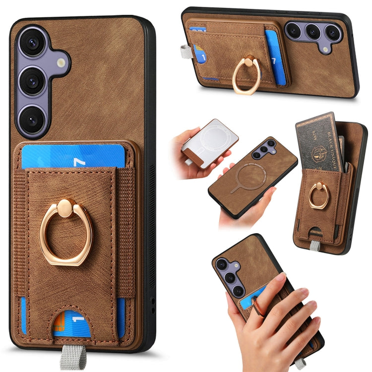 Custodia per telefono in pelle con borsa magnetica retrò divisibile, For Samsung Galaxy A36, For Samsung Galaxy S25 5G, For Samsung Galaxy S25+ 5G, For Samsung Galaxy S25 Ultra 5G