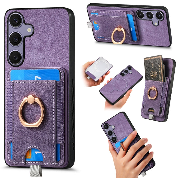 Custodia per telefono in pelle con borsa magnetica retrò divisibile, For Samsung Galaxy A36, For Samsung Galaxy S25 5G, For Samsung Galaxy S25+ 5G, For Samsung Galaxy S25 Ultra 5G
