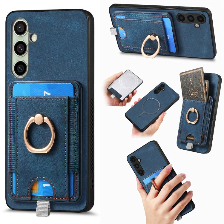 Custodia per telefono in pelle con borsa magnetica retrò divisibile, For Samsung Galaxy A57 5G, For Samsung Galaxy A37 5G, For Samsung Galaxy S25 Edge 5G, For Samsung Galaxy A56 5G