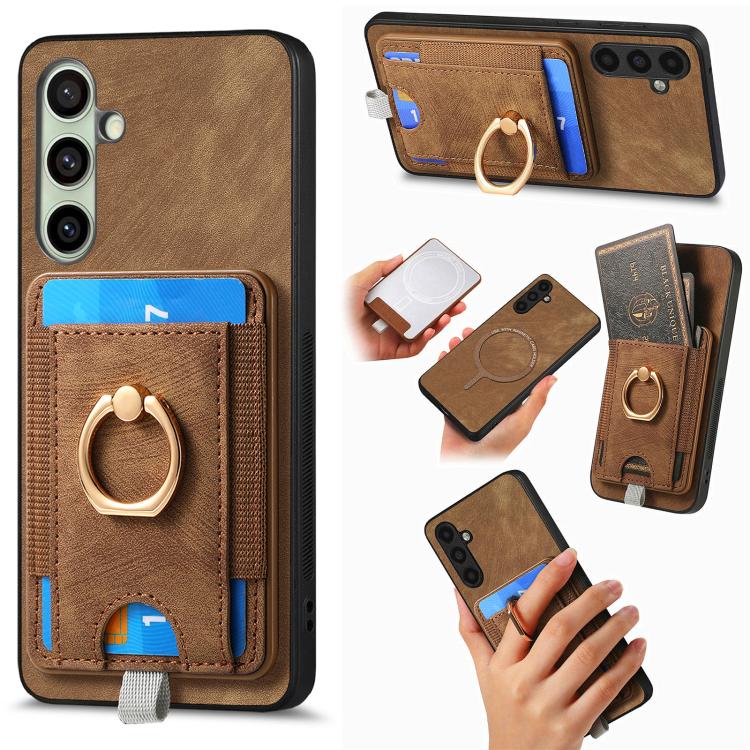 Custodia per telefono in pelle con borsa magnetica retrò divisibile, For Samsung Galaxy A57 5G, For Samsung Galaxy A37 5G, For Samsung Galaxy S25 Edge 5G, For Samsung Galaxy A56 5G