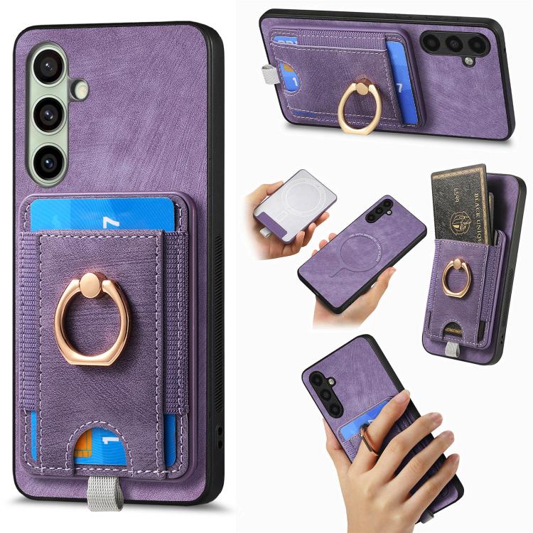 Custodia per telefono in pelle con borsa magnetica retrò divisibile, For Samsung Galaxy A57 5G, For Samsung Galaxy A37 5G, For Samsung Galaxy S25 Edge 5G, For Samsung Galaxy A56 5G