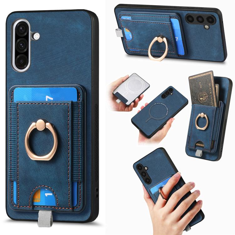 Custodia per telefono in pelle con borsa magnetica retrò divisibile, For Samsung Galaxy A36, For Samsung Galaxy S25 5G, For Samsung Galaxy S25+ 5G, For Samsung Galaxy S25 Ultra 5G