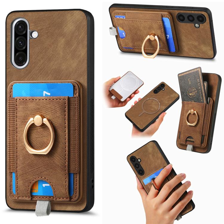 Custodia per telefono in pelle con borsa magnetica retrò divisibile, For Samsung Galaxy A36, For Samsung Galaxy S25 5G, For Samsung Galaxy S25+ 5G, For Samsung Galaxy S25 Ultra 5G