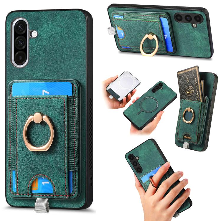 Custodia per telefono in pelle con borsa magnetica retrò divisibile, For Samsung Galaxy A36, For Samsung Galaxy S25 5G, For Samsung Galaxy S25+ 5G, For Samsung Galaxy S25 Ultra 5G