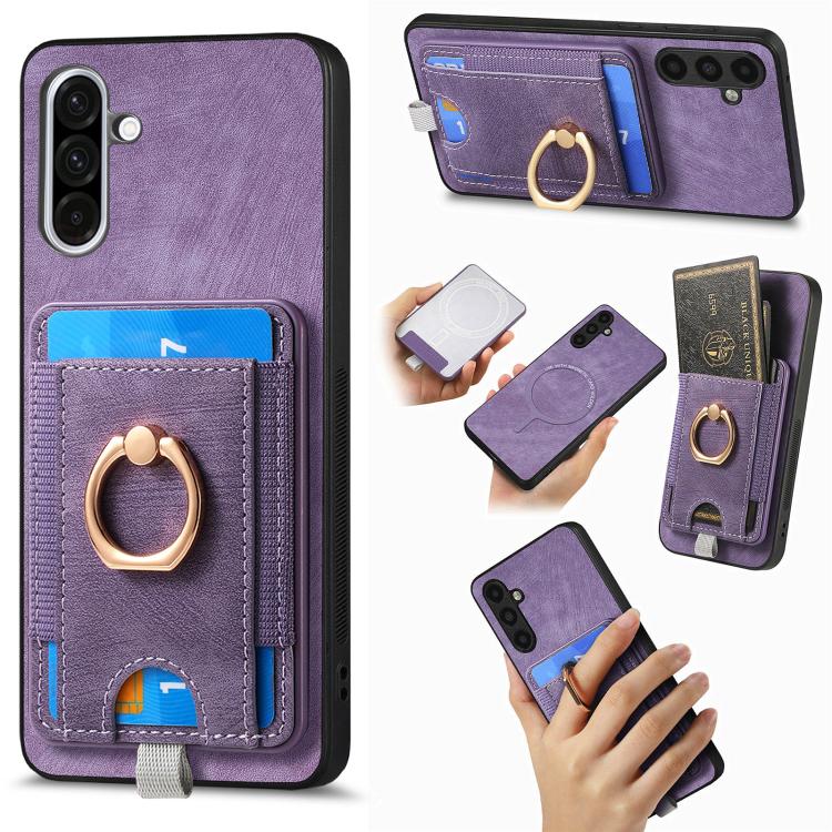 Custodia per telefono in pelle con borsa magnetica retrò divisibile, For Samsung Galaxy A36, For Samsung Galaxy S25 5G, For Samsung Galaxy S25+ 5G, For Samsung Galaxy S25 Ultra 5G