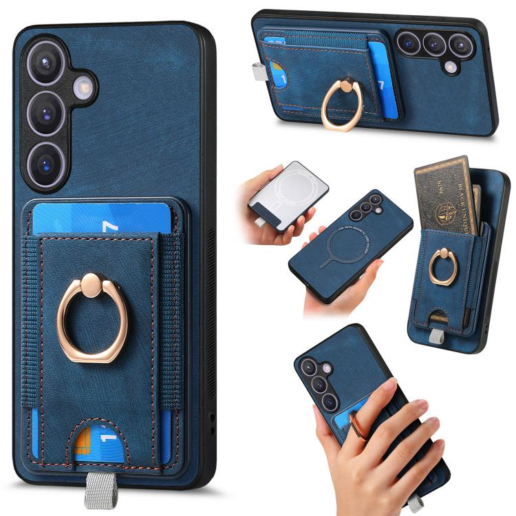 Custodia per telefono in pelle con borsa magnetica retrò divisibile, For Samsung Galaxy A57 5G, For Samsung Galaxy A37 5G, For Samsung Galaxy S25 Edge 5G, For Samsung Galaxy A56 5G