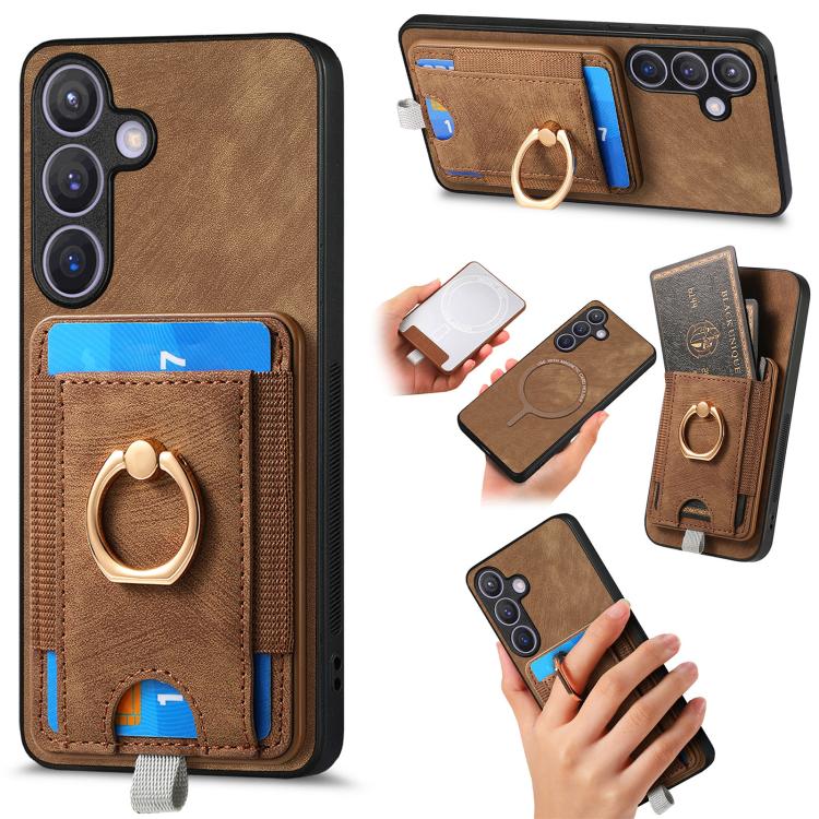 Custodia per telefono in pelle con borsa magnetica retrò divisibile, For Samsung Galaxy A57 5G, For Samsung Galaxy A37 5G, For Samsung Galaxy S25 Edge 5G, For Samsung Galaxy A56 5G