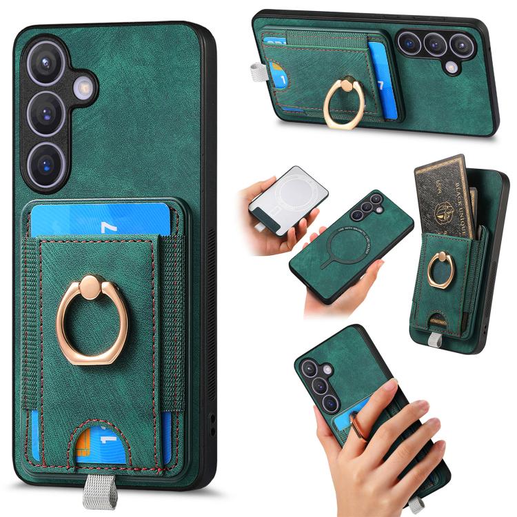 Custodia per telefono in pelle con borsa magnetica retrò divisibile, For Samsung Galaxy A57 5G, For Samsung Galaxy A37 5G, For Samsung Galaxy S25 Edge 5G, For Samsung Galaxy A56 5G