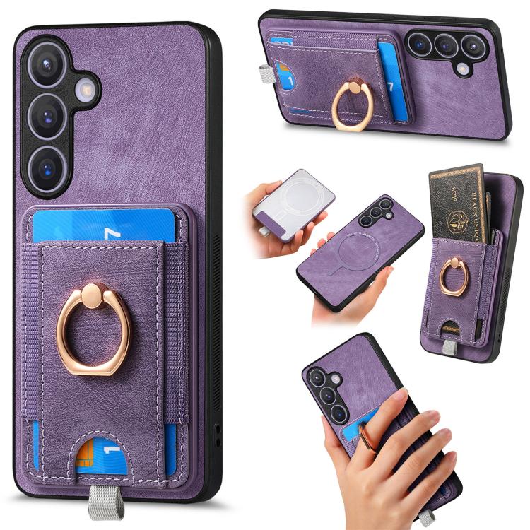 Custodia per telefono in pelle con borsa magnetica retrò divisibile, For Samsung Galaxy A57 5G, For Samsung Galaxy A37 5G, For Samsung Galaxy S25 Edge 5G, For Samsung Galaxy A56 5G